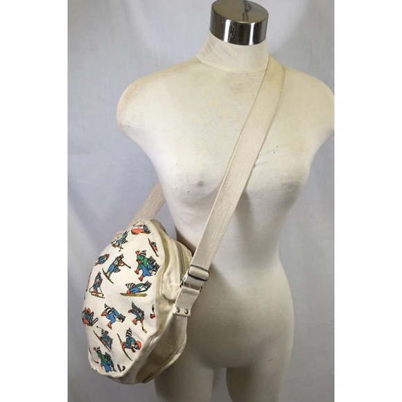 1980 Lake Placid Winter Olympic Games Roni Raccoon Canvas Bag Ski Bobsled Hockey - Picture 3 of 4